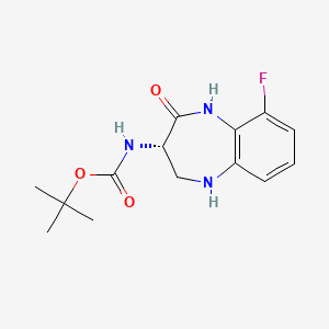 molecular formula C14H18FN3O3 B11763161 tert-butyl N-[(3S)-9-fluoro-2-oxo-2,3,4,5-tetrahydro-1H-1,5-benzodiazepin-3-yl]carbamate 