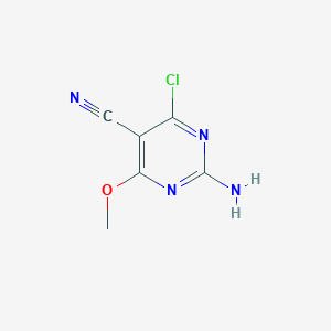 molecular formula C6H5ClN4O B11763284 2-Amino-4-chloro-6-methoxypyrimidine-5-carbonitrile 