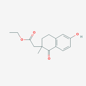 molecular formula C15H18O4 B11763603 Ethyl 2-(6-hydroxy-2-methyl-1-oxo-1,2,3,4-tetrahydronaphthalen-2-yl)acetate 