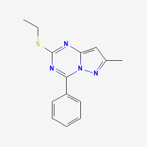 molecular formula C14H14N4S B11763738 2-(Ethylthio)-7-methyl-4-phenylpyrazolo[1,5-a][1,3,5]triazine 