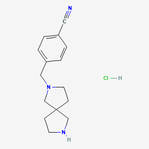 molecular formula C15H20ClN3 B11763797 4-(2,7-Diazaspiro[4.4]nonan-2-ylmethyl)benzonitrile hydrochloride 