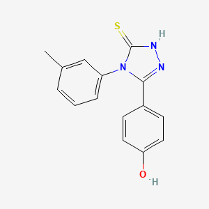 molecular formula C15H13N3OS B11763831 4-(5-Mercapto-4-(m-tolyl)-4H-1,2,4-triazol-3-yl)phenol 