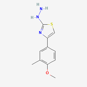 molecular formula C11H13N3OS B11763977 2-Hydrazinyl-4-(4-methoxy-3-methylphenyl)thiazole 