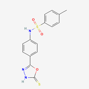 molecular formula C15H13N3O3S2 B11764122 N-(4-(5-Mercapto-1,3,4-oxadiazol-2-yl)phenyl)-4-methylbenzenesulfonamide 