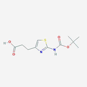 molecular formula C11H16N2O4S B11764285 3-(2-((tert-Butoxycarbonyl)amino)thiazol-4-yl)propanoic acid 
