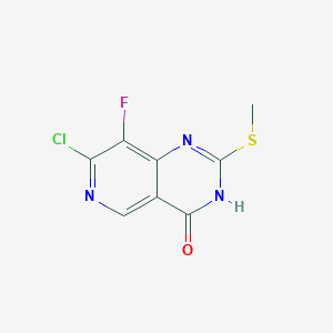 molecular formula C8H5ClFN3OS B11764287 7-Chloro-8-fluoro-2-(methylthio)pyrido[4,3-d]pyrimidin-4(3H)-one 