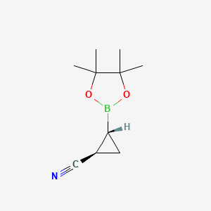 molecular formula C10H16BNO2 B11764516 (1R,2R)-2-(4,4,5,5-tetramethyl-1,3,2-dioxaborolan-2-yl)cyclopropane-1-carbonitrile CAS No. 1422541-99-8