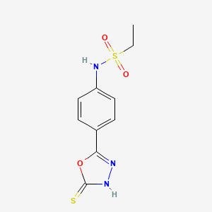 molecular formula C10H11N3O3S2 B11764616 N-(4-(5-Mercapto-1,3,4-oxadiazol-2-yl)phenyl)ethanesulfonamide 