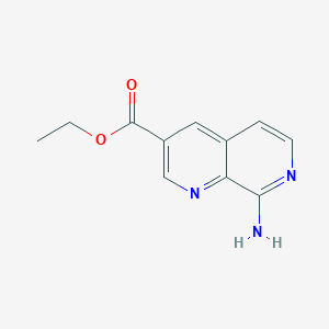 molecular formula C11H11N3O2 B11764641 Ethyl 8-amino-1,7-naphthyridine-3-carboxylate 