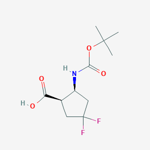 molecular formula C11H17F2NO4 B11764717 cis-2-[[(1,1-Dimethylethoxy)carbonyl]amino]-4,4-difluoro-Cyclopentanecarboxylic acid 