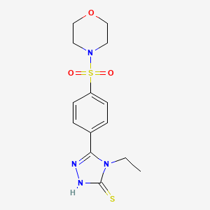 molecular formula C14H18N4O3S2 B11764840 4-Ethyl-5-(4-(morpholinosulfonyl)phenyl)-4H-1,2,4-triazole-3-thiol 