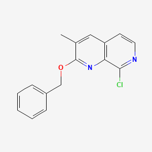 molecular formula C16H13ClN2O B11764879 2-(Benzyloxy)-8-chloro-3-methyl-1,7-naphthyridine 