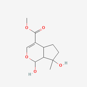 molecular formula C11H16O5 B11765000 Methyl 1,7-dihydroxy-7-methyl-1,4a,5,6,7,7a-hexahydrocyclopenta[c]pyran-4-carboxylate 