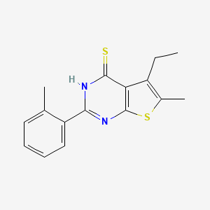 molecular formula C16H16N2S2 B11765063 5-Ethyl-6-methyl-2-(o-tolyl)thieno[2,3-d]pyrimidine-4-thiol 