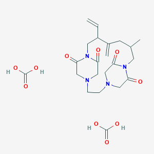molecular formula C22H32N4O10 B11765095 Carbonic acid;9-ethenyl-12-methyl-10-methylidene-1,4,7,14-tetrazatricyclo[12.2.2.24,7]icosane-6,15,18,19-tetrone 