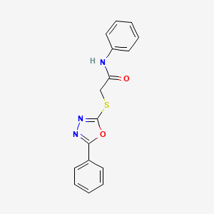 molecular formula C16H13N3O2S B11765110 N-Phenyl-2-((5-phenyl-1,3,4-oxadiazol-2-yl)thio)acetamide 