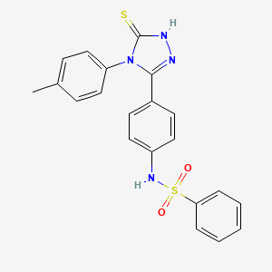 molecular formula C21H18N4O2S2 B11765157 N-(4-(5-Mercapto-4-(p-tolyl)-4H-1,2,4-triazol-3-yl)phenyl)benzenesulfonamide 