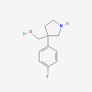 molecular formula C11H14FNO B11765545 (3-(4-Fluorophenyl)pyrrolidin-3-yl)methanol 