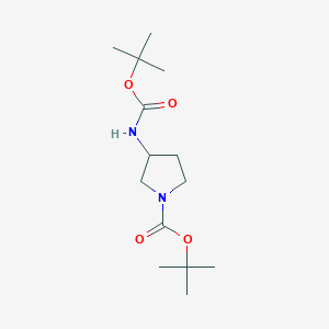 molecular formula C14H26N2O4 B11765618 tert-Butyl 3-((tert-butoxycarbonyl)amino)pyrrolidine-1-carboxylate 