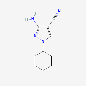 molecular formula C10H14N4 B11765623 3-Amino-1-cyclohexyl-1h-pyrazole-4-carbonitrile 