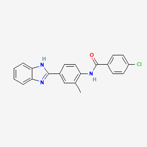 molecular formula C21H16ClN3O B1176578 N-[4-(1H-benzimidazol-2-yl)-2-methylphenyl]-4-chlorobenzamide 