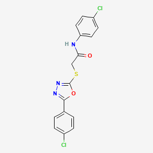 molecular formula C16H11Cl2N3O2S B11765799 N-(4-chlorophenyl)-2-((5-(4-chlorophenyl)-1,3,4-oxadiazol-2-yl)thio)acetamide 