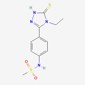 molecular formula C11H14N4O2S2 B11765934 N-(4-(4-Ethyl-5-mercapto-4H-1,2,4-triazol-3-yl)phenyl)methanesulfonamide 