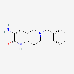 molecular formula C15H17N3O B11766014 3-Amino-6-benzyl-5,6,7,8-tetrahydro-1,6-naphthyridin-2(1H)-one 