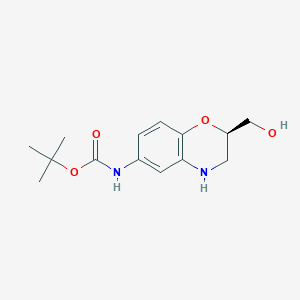molecular formula C14H20N2O4 B11766305 tert-Butyl (R)-(2-(hydroxymethyl)-3,4-dihydro-2H-benzo[b][1,4]oxazin-6-yl)carbamate 