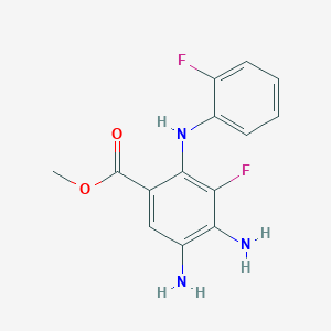 molecular formula C14H13F2N3O2 B11766449 Methyl 4,5-diamino-3-fluoro-2-((2-fluorophenyl)amino)benzoate 