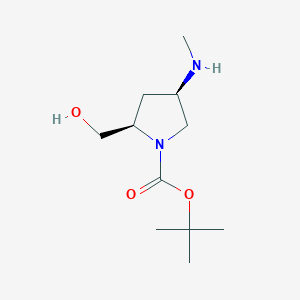 molecular formula C11H22N2O3 B11766508 tert-Butyl (2R,4R)-2-(hydroxymethyl)-4-(methylamino)pyrrolidine-1-carboxylate 