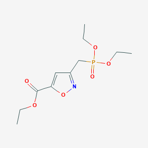 molecular formula C11H18NO6P B11766534 Ethyl 3-((diethoxyphosphoryl)methyl)isoxazole-5-carboxylate CAS No. 833445-86-6