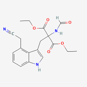 molecular formula C19H21N3O5 B11766540 Diethyl 2-(4-(cyanomethyl)-3-indolylmethyl)-2-formamidomalonate CAS No. 94312-40-0