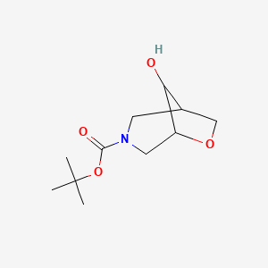 molecular formula C11H19NO4 B11766592 tert-Butyl 8-hydroxy-6-oxa-3-azabicyclo[3.2.1]octane-3-carboxylate 