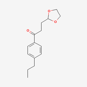 molecular formula C15H20O3 B11766637 3-(1,3-Dioxolan-2-yl)-1-(4-propylphenyl)propan-1-one 