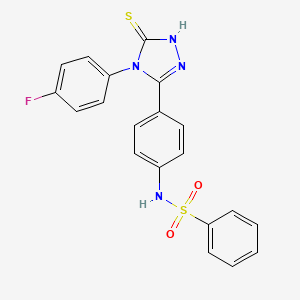 molecular formula C20H15FN4O2S2 B11766687 N-(4-(4-(4-Fluorophenyl)-5-mercapto-4H-1,2,4-triazol-3-yl)phenyl)benzenesulfonamide CAS No. 917747-54-7
