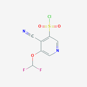 molecular formula C7H3ClF2N2O3S B11766798 4-Cyano-5-(difluoromethoxy)pyridine-3-sulfonyl chloride 