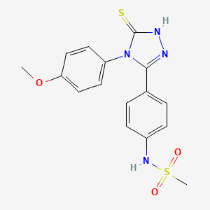 molecular formula C16H16N4O3S2 B11766835 N-(4-(5-Mercapto-4-(4-methoxyphenyl)-4H-1,2,4-triazol-3-yl)phenyl)methanesulfonamide 