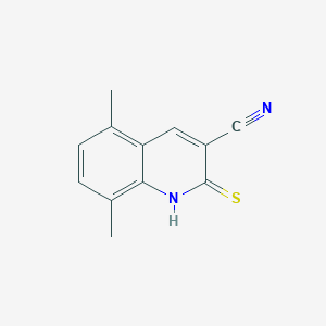 molecular formula C12H10N2S B11766891 2-Mercapto-5,8-dimethylquinoline-3-carbonitrile 