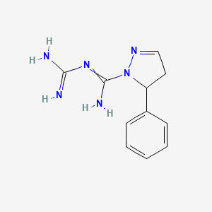molecular formula C11H14N6 B11766999 N'-carbamimidoyl-3-phenyl-3,4-dihydropyrazole-2-carboximidamide 