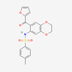 molecular formula C20H17NO6S B11767073 N-(7-(Furan-2-carbonyl)-2,3-dihydrobenzo[b][1,4]dioxin-6-yl)-4-methylbenzenesulfonamide 