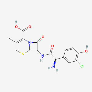 molecular formula C16H16ClN3O5S B11767110 7-[[(2R)-2-amino-2-(3-chloro-4-hydroxyphenyl)acetyl]amino]-3-methyl-8-oxo-5-thia-1-azabicyclo[4.2.0]oct-2-ene-2-carboxylic acid 