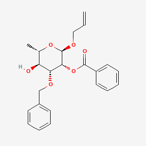 molecular formula C23H26O6 B11767165 Allyl 2-O-benzoyl-3-O-benzyl-alpha-L-rhamnopyranoside 
