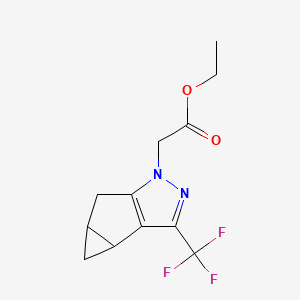 molecular formula C12H13F3N2O2 B11767186 Ethyl 2-(3-(trifluoromethyl)-3b,4,4a,5-tetrahydro-1H-cyclopropa[3,4]cyclopenta[1,2-c]pyrazol-1-yl)acetate 