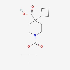 molecular formula C15H25NO4 B11767300 1-[(tert-Butoxy)carbonyl]-4-cyclobutylpiperidine-4-carboxylic acid CAS No. 1698748-34-3
