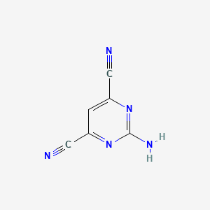 molecular formula C6H3N5 B11767386 2-Aminopyrimidine-4,6-dicarbonitrile CAS No. 64376-15-4