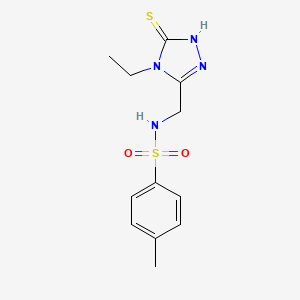 molecular formula C12H16N4O2S2 B11767482 N-((4-Ethyl-5-mercapto-4H-1,2,4-triazol-3-yl)methyl)-4-methylbenzenesulfonamide 