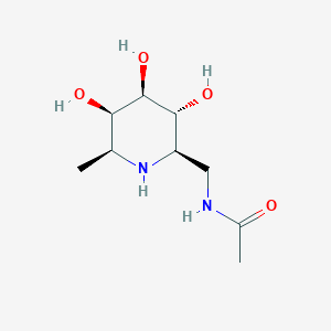 molecular formula C9H18N2O4 B11767505 N-(((2R,3R,4R,5R,6S)-3,4,5-Trihydroxy-6-methylpiperidin-2-yl)methyl)acetamide 