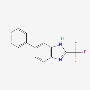 molecular formula C14H9F3N2 B11767511 Benzimidazole, 5-phenyl-2-(trifluoromethyl)- CAS No. 89426-92-6