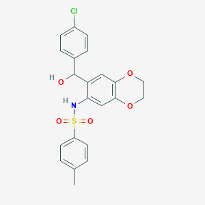 molecular formula C22H20ClNO5S B11767773 N-(7-((4-Chlorophenyl)(hydroxy)methyl)-2,3-dihydrobenzo[b][1,4]dioxin-6-yl)-4-methylbenzenesulfonamide 